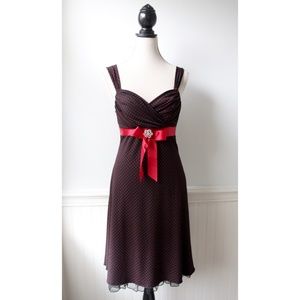 Black & Red Polka Dot Dress w/Ribbon Waist Size S